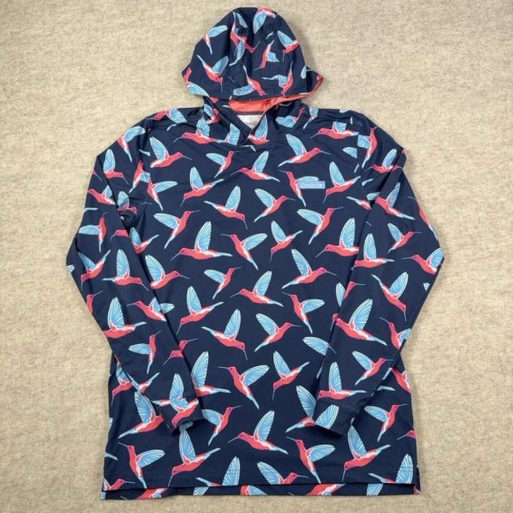 Good Good Golf Fighting For Par Performance Hoodie Mens S Blue Pink Hummingbirds